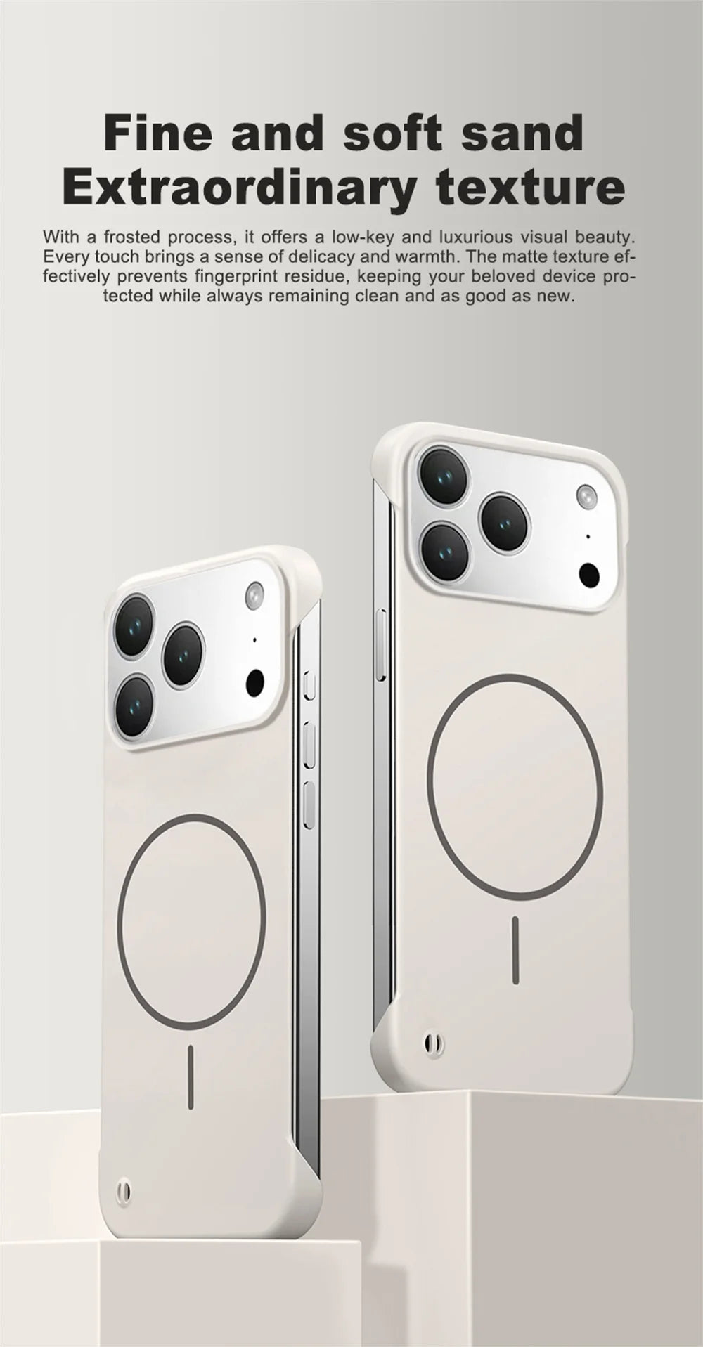 for Magsafe Bezel-less Phone Case for iPhone 17 Air 17 Pro Max Ultra Thin Frameless Hard Magnetic Cover for iPhone 17 Pro 17Air