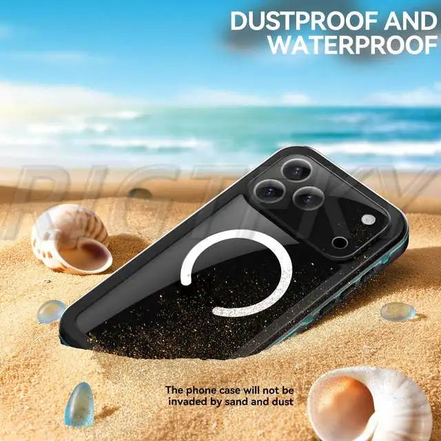 IP68 Waterproof Case For iPhone 17 16 15 13 14 Pro Max Plus Air Full Body Protective Cover Swim Underwater Diving Magnetic Case